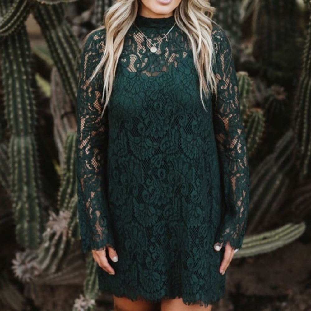 Green lace dress
